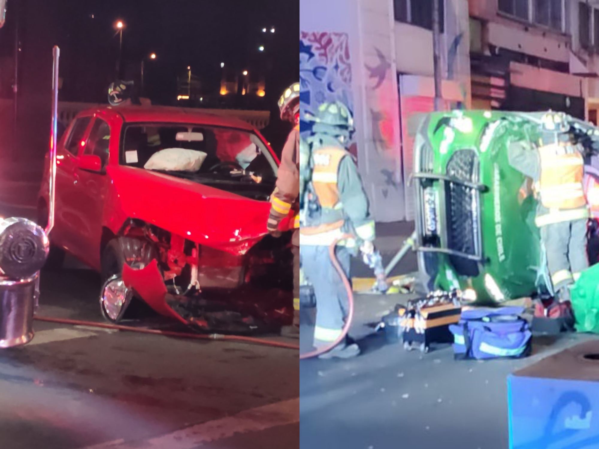 Radiopatrulla de Carabineros volcó tras accidente de tránsito en Viña del Mar: un funcionario resultó lesionado